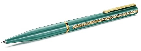 Swarovski Crystal Shimmer Glide ballpoint pen, Green, Green lacquered, Gold-tone plated