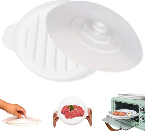 Microwave Bacon Tray with Lid 9.5x7.8 Inch Round Silicone Baking Pan Heat-Resistant Bacon Tray with Dual Ears for Cooking Roasting Steaming Bacon Tray Silicone Baking Pan Bacon CookerMicrowave Bacon