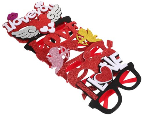 Ciieeo 4 Sätze Valentinsbrille Partydekoration Empfangsdekor Valentine Herz Brille Gäste Zubehör Valentinsgrüße Verkaufsstand Hochzeit Haarnadeln Braut Hausschuhe Plastik 6 Stück * 4