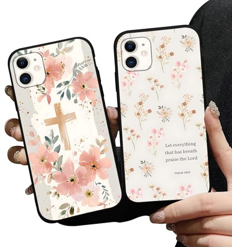 Zrutru 2 Pack Floral Christian Cross Jesus Bible Verse Phone Cases for iPhone 11 Case Soft Shockproof Protective for Women Man Phone Cover Funda for iPhone 11 6.1 Inch