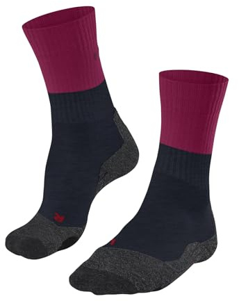 FALKE Damen Wandersocken TK2 Explore W So Wolle Funktionsmaterial antiblasen dick 1 Paar, Rot Barolo 8526, 41-42