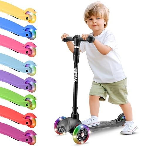 Hurtle Scooter Kinder, Kleinkinder – Premium Roller Dreirad Kickboard mit LED-Rädern – Tretroller Höhenverstellbar für Jungen & Mädchen, Indoor & Outdoor – Sicherer Kickscooter 20 Kg, 2-5 Jahren