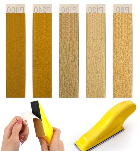 Micro Sand Paper Kit-50 Pcs Wet Dry Sandpaper 80 120 180 240 400 Grit + 3.5 x 1 inch Mini Sander for Wood Micro Sander, Finger Sanders for Detail Works, Small Crafts, Small Metal Sanding