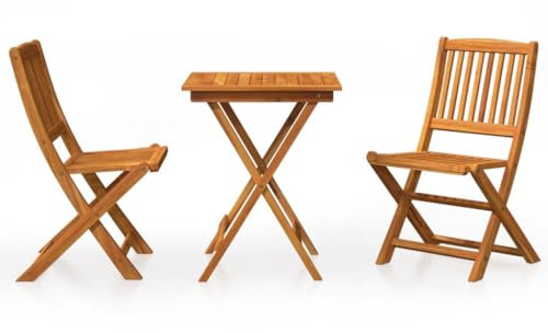 Eleganz 3-TLG. Klappbare Garten-Essgruppe aus Akazien-Massivholz – Langlebig & pflegeleicht, ideal für Terrasse und Balkon – Mit ölbehandeltem Holz für natürlichen Look