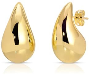 Tropfenohrringe Dupes für Frauen Dickes Gold Chunky Hoop Ohrring Wassertropfen Ohrring für Frauen Hypoallergen, Messing, Kein Edelstein