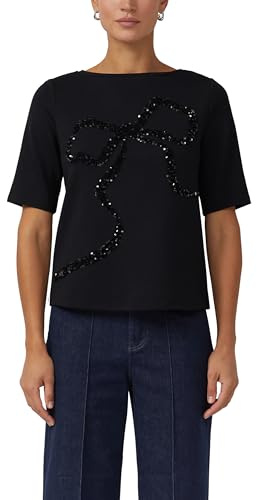 s.Oliver Black Label Damen 2172632 T-Shirt mit Pailletten (1er Pack)