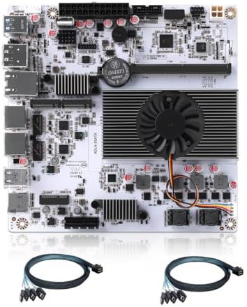 MNBOXCONET 10G NAS Motherboard N355 8 Bay, M8 Mini ITX Scheda Madre(N305 Update) DDR5 16GB RAM 256GB NVMe SSD, Firewall Dual 2.5gbit Lan, M.2 Wifi, PCIEx1, USB C, TF Slot With 2xSFF-8643 Cable