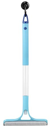 Window Cleaner With Long Handle(23IN), Glass Cleaning Tools With Silicone Squeegee & Microfiber Scrubber, Window Cleaning Kit For Glass Door Counter Mirror Bathroom Tile Floor
