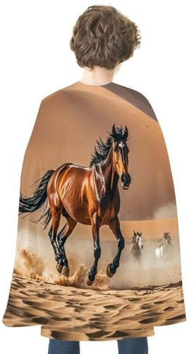 maccbn Halloween-Umhang, wendbar, blaues und rotes Pferd, das in der Wüste läuft, Mittelalter-Umhang, Renaissance, Cosplay, Geburtstagsparty, Verkleidungskostüm