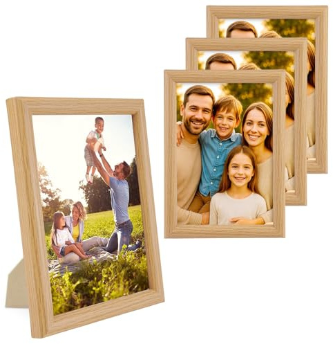 4 Piezas Marco para Fotos de Madera, 13x18cm Portaretratos para Fotos | Marco de Madera con Cristal Acrílico y Panel Posterior, para Pasillos,Dormitorios,Oficinas