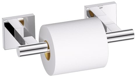YACVCL Chrome Bathroom Toilet Roll Holder Wall Mount | Square Double Base Toilet Paper Roll Holder Stainless Steel Toilet Paper Holder, Commercial Toilet Paper Dispenser