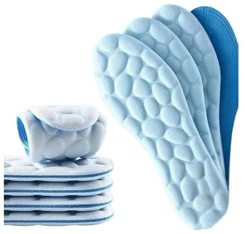 4D-Latex-Sport-Einlegesohlen, weiche, hochelastische orthopädische Einsätze zur Unterstützung des Fußgewölbes, Belüftungs-Lauf-Basketball-Schuhpolster, Unisex-Schuhsohlenkissen(Light blue,EU45-46)