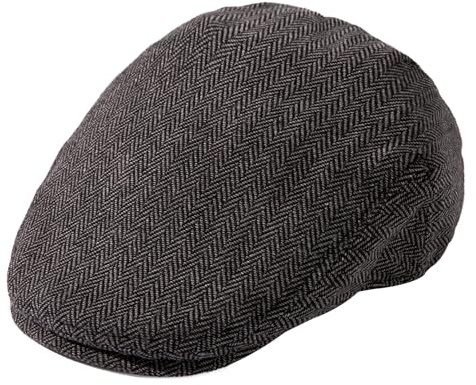 TOP-EX XL Schiebermütze Herren Wollmischung Flatcap Newsboy Schirmmütze Baskenmütze Cap, Barrett Ivy Tweed Beret Peaked Caps Gatsby Cap für Golf Driver Walking, Fischgrät_Grau