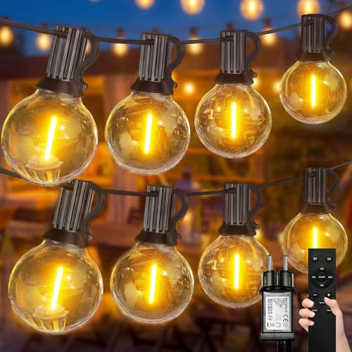 MOLVCE LED Lichterkette Außen Strom 18M, 40+3 G40 Glühbirnen Dimmbar Lichterketten Outdoor Warmweiße mit Timer, IP44 Wasserdicht Balkon Beleuchtung für Party Garten Terrasse Hochzeit Weihnachten