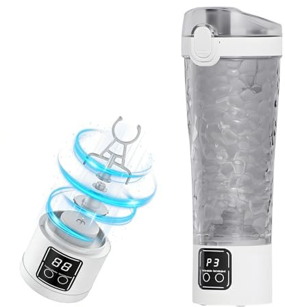 LUFEIS Electric Protein Shaker Bottle, 700ml USB Rechargeable Shaker Cup with Removable Base, Portable Blender Cup for Protein Shakes and Meal Replacement Shakes, Mixer Cups for Gym and Travel (White)