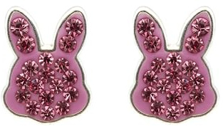 LUXENTER Ohrringe aus 925er-Sterlingsilber mit rosa Zirkonia, rhodiniert, Rosa, kleine Ohrringe, Schmuck für Damen, Modell Rasim