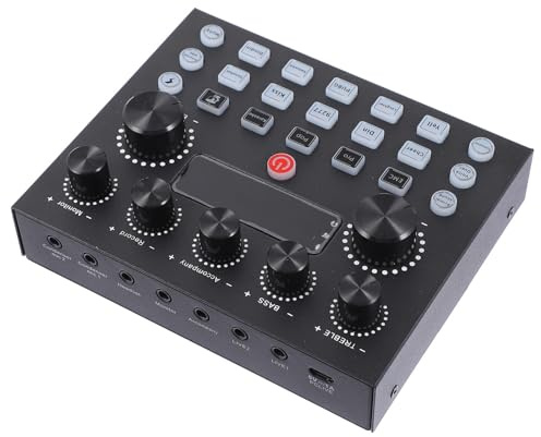 SWETRACE Scheda Audio Professionale Effetti LED Multicolore, Design in Ferro, Regolazione Elettronica del Tono, per Computer e Tablet, Mixer per Dj e Streaming Live