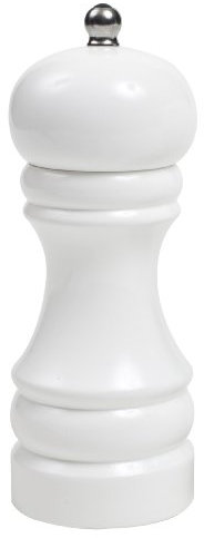 T&G Classic Capstan Hevea Pepper Mill with Gloss Finish, 15 cm, White