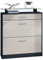 Vladon Schuhschrank Loret, Schuhkipper für 16 Paar Schuhe mit 2 Klappen und 1 Schublade und Glasablage, Schwarz matt/Sandgrau Hochglanz (89 x 104 x 23 cm)