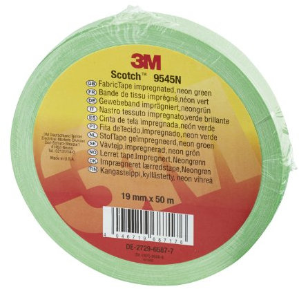 Scotch 9545N NGR Gewebeband, 1 Rolle, 19 mm x 50 m, neon grün