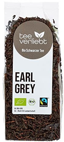 teeverliebt - Bio Schwarztee Earl Grey 100 g I schwarzer Earl Grey Tee lose I klassischer English Breakfast Tea mit Bergamott-Öl I Fairtrade Standard I Schwarzer Tee Bio lose 100g