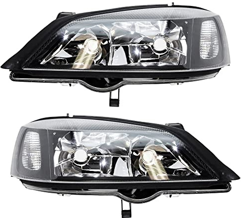 BESTPRICE 2x Hauptscheinwerfer vorne links + rechts glasklare Streuscheibe H7 / HB3 Frontscheinwerfer ohne Stellmotor, Kompatibel mit OPEL ASTRA G (T98)