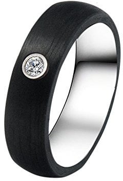 DOOSTI Freundschaftsring/Partnerring Carbon mit Einlage aus Chirurgischem Edelstahl 316L - inkl. Gratis Gravur