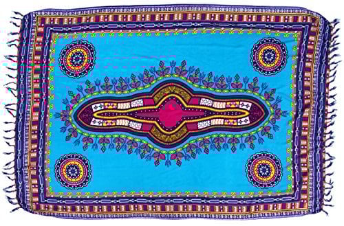 GURU SHOP Dashiki Bali Sarong, Wandbehang, Ethno Design Wickelrock, Sarongkleid, Herren/Damen, Blau, Synthetisch, Size:One Size, 160x115 cm