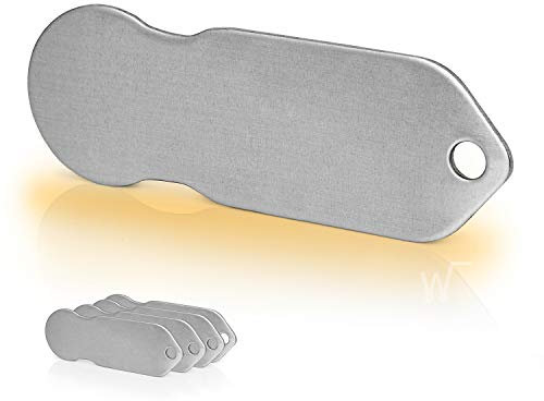 Einkaufswagenlöser ® Blanko F1 / Schlüsselanhänger Einkaufschip mit Schlüsselfundservice/Abziehbarer Einkaufswagenchip Metall, Chip Einkaufswagen, Key Finder / 5 Stück