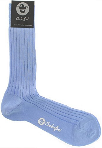 Coolorfool Calzini filo di Scozia di lusso da uomo e da donna - 100% cotone pregiato blu chiaro T41/42