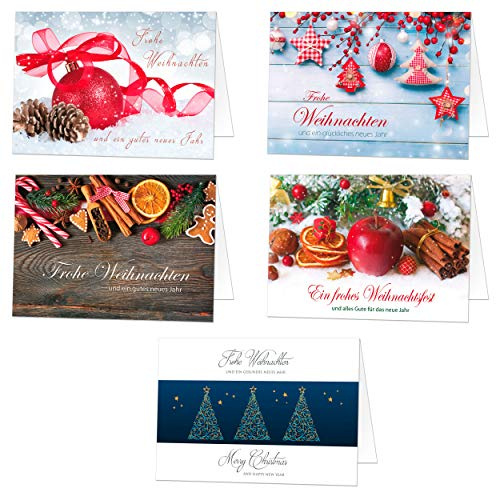 50 Exklusive Weihnachtskarten (Klappkarten) mit Umschlag, perfekt für stilvolle Grüße an Geschäftspartner und Freunde