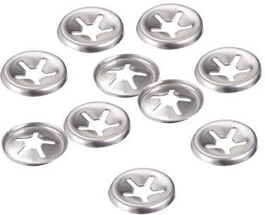 sourcing map M4 Starlock Rondella 3,3 mm I.D. 12 mm O.D. Interno Denti Bloccaggio Rondelle Push-On Velocità Clip di bloccaggio in acciaio inox 304, 10 pezzi