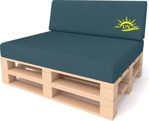 Pillows24 - Palettenkissen 2-teiliges Set | Palettenauflage für Palettensofa | Rückenkissen & Sitzkissen für Europaletten | Palettenmöbel für Indoor & Outdoor mit UV-beständig | Made in EU | Türkis