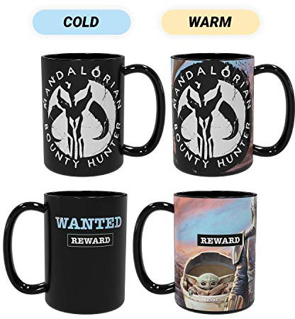 Zak Designs Star Wars The Mandalorian Baby Yoda The Child BPA Unique Color Changing Ceramic Coffee Mug Collectible Keepsake and Wonderful Tea Mug (15oz)