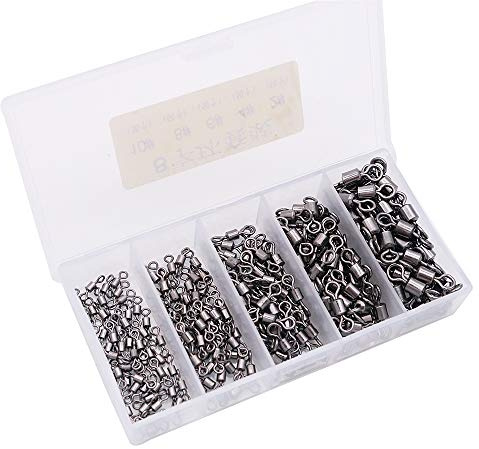 VOANZO 250 unidades de conectores giratorios de pesca de acero inoxidable de alta resistencia, níquel negro, para pesca en agua salada