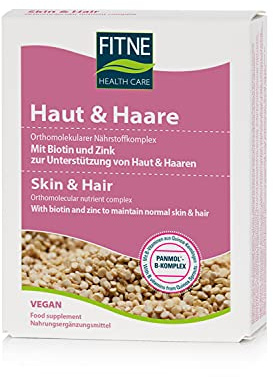 FITNE Haut & Haare, Orthomolekularer Nährstoffkomplex, B-Vitaminen, Zink und Selen zur Unterstützung von Haut & Haaren, vegan (60 Kapseln)