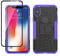 Yiakeng iPhone X Case, iPhone XS Case with Screen Protector, Shockproof Silicone Protective with Kickstand for iPhone X/Xs (Purple)