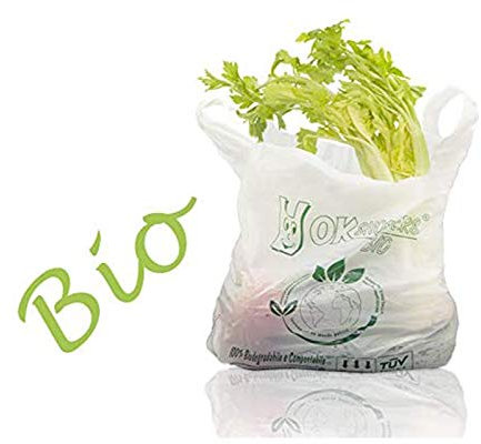 VIRSUS Buste Biodegradabili Compostabili 27+7+7x50cm Sacchetti da 500 Pezzi. Shopper Spesa biodegradabili, Busta per Alimenti, Sacchetti Biodegradabili per Umido (27+7+7x50)