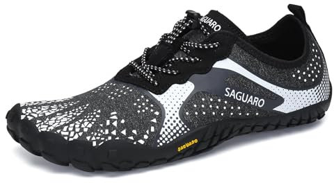 SAGUARO Barfußschuhe Herren Fitnessschuhe Damen Barfussschuhe Schnell Trocknend Traillaufschuhe rutschfest Unisex Aquaschuhe Atmungsaktiv Leicht Sommer Outdoor Wasserschuhe Temperament Weiß 42 EU