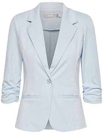 fransa FRZablazer Damen Blazer Kurzblazer Jacke mit Stretch Geraffte Ärmel mit Taschen, Größe:XL, Farbe:Cashmere Blue (144115)