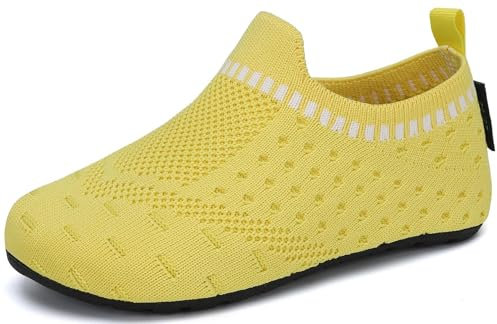 SAGUARO Kinder Hausschuhe Mädchen Jungen Pantoffeln Leicht Rutschfest Hüttenschuhe Weich Flexibel Slippers für Frühling Sommer, Gelb 26/27 EU
