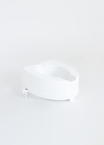 e-wiwa Rehausseur WC H14 cm avec système de fixation latérale, léger, désinfectable, portée 200 kg