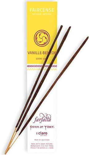 Farfalla Premium Bio Räucherstäbchen aus Tibet 10 Stück Natürliche Inhaltsstoffe Handgerollte Räucherwerke Faircense Incense Raumduft Indische Tratdition mit Bambusstab