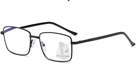 Progressive Reading Glasses Black Multifocal Lenses Men Women Metal Frame Anti-Blue Light Reading Aid Visual Aid +1.0 +1.5 +2.0 +2.5 Dioptres, Prescription Dioptres, Niormal