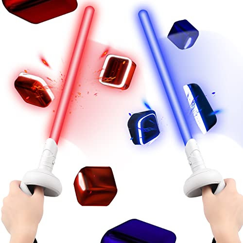 Relohas RGB Lightsaber for Beat Saber, Beat Saber Handles for Quest 2, Controller Grip Extenders for Oculus/Meta Quest 2, Suitable for Supernatural Training VR Workout and Beat Saber