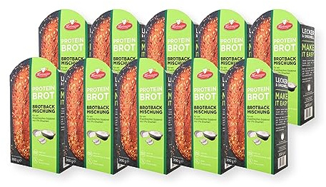 BIELMEIER KÜCHENMEISTER Brotbackmischung Proteinbrot 10 x 300 g I Brotbackmischungen für Brotbackautomat & Ofen I Brot mit Backmischung leicht gemacht