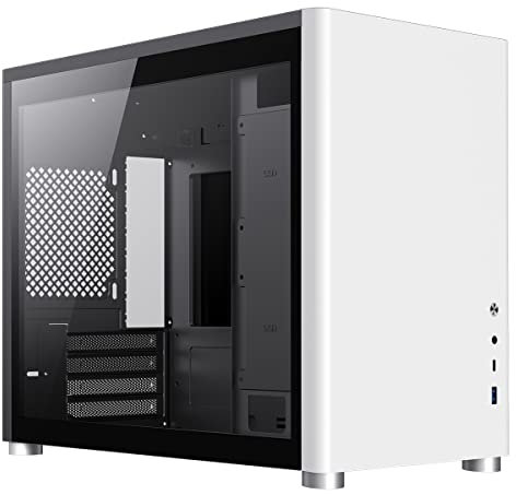 GameMax Spark Gaming Cube, Micro-ATX Modular Gaming PC Case, Dual Tempered Glass Side Panels, USB3.0 - Type C | White & Black