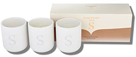 Sanctuary Spa Trio Votive Gift 3 X 90 G | Signature Sanctuary, Ruby Oud And Wellness Scented Ceramic Candles | In Gift Box, Multicolour