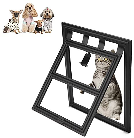 Jiawu Chatière pour Porte Moustiquaire, Porte Moustiquaire pour Animaux de Compagnie, Porte pour Chien avec Rabat Magnétique Porte Verrouillable pour Chien Chat S & M pour Moustiquaire/Porte(S)