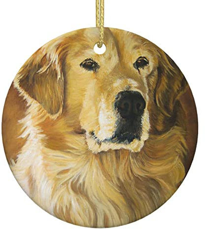 Golden Retriever Weihnachtsbaum Keramik Hängende Weihnachtsschmuck Rund Anhänger Christbaumschmuck